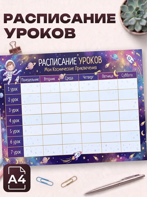 Allure Gift Расписание уроков для девочек космос, вариант