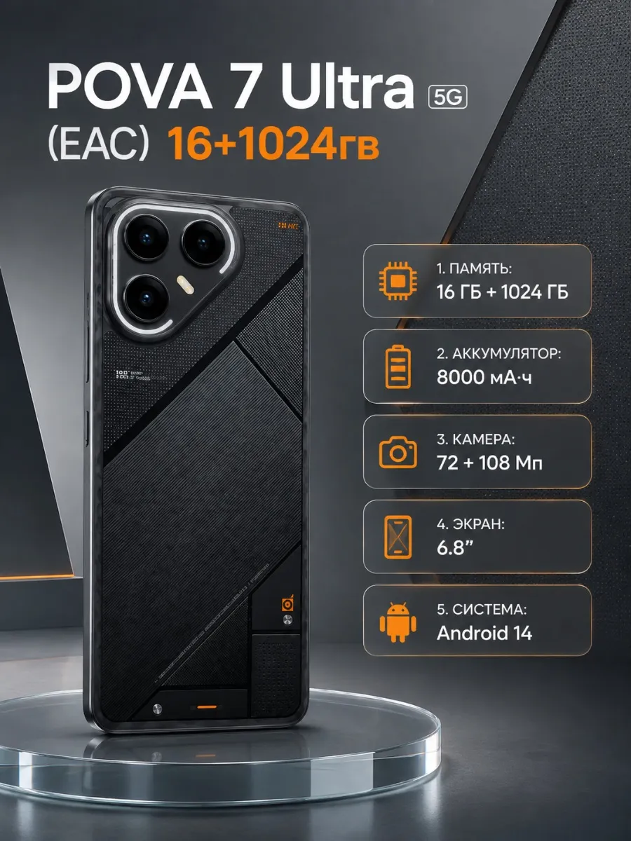 TECNO Смартфон POVA 7 Ultra 5G (EAC) 16+1024ГВ