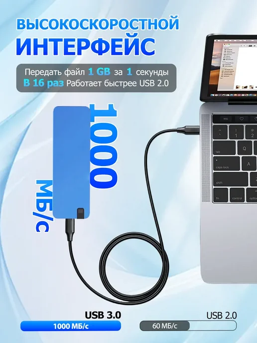 Внешний жесткий диск 1 тб SSD,Компьютеры, мобильные телефоны, 1 ТБ, фото 2