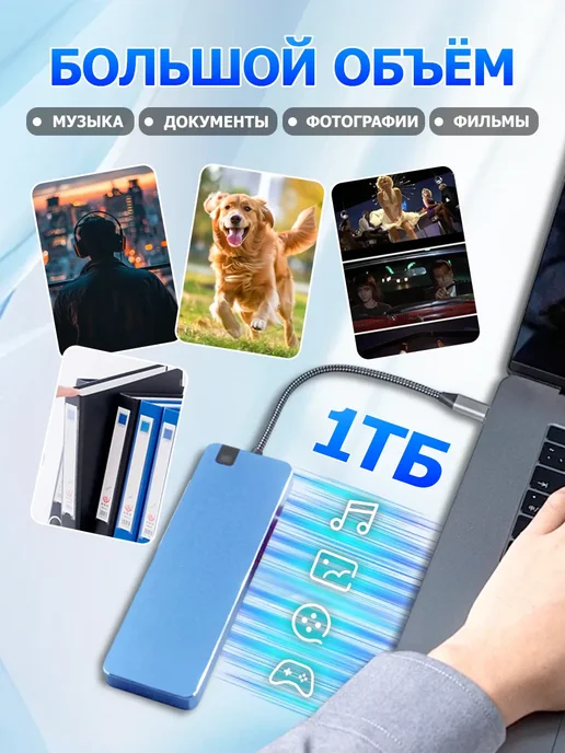 Внешний жесткий диск 1 тб SSD,Компьютеры, мобильные телефоны, 1 ТБ, фото 3
