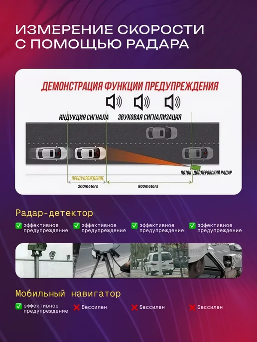 Автомобильный радар детектор, черный, фото 6