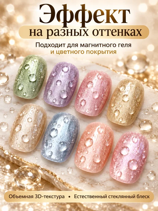 Топ для ногтей с эффектом капель воды, прозрачное глянцевое…, прозрачный, фото 4
