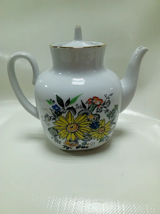 Винтажный заварочный чайник. ЛФЗ .СССР, белый, фото 2