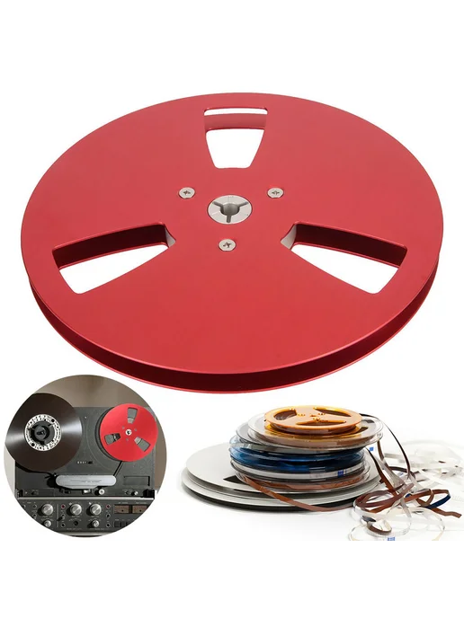 7" заготовка для ленты TEAC, 3 отверстия, красная, Reel, красный, фото 3