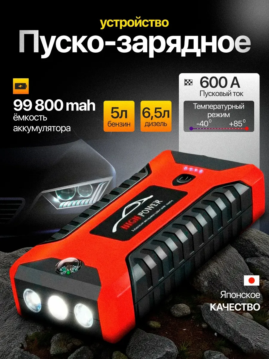 Устройство пуско-зарядное бустер 99800 мАч 12V — фото 1