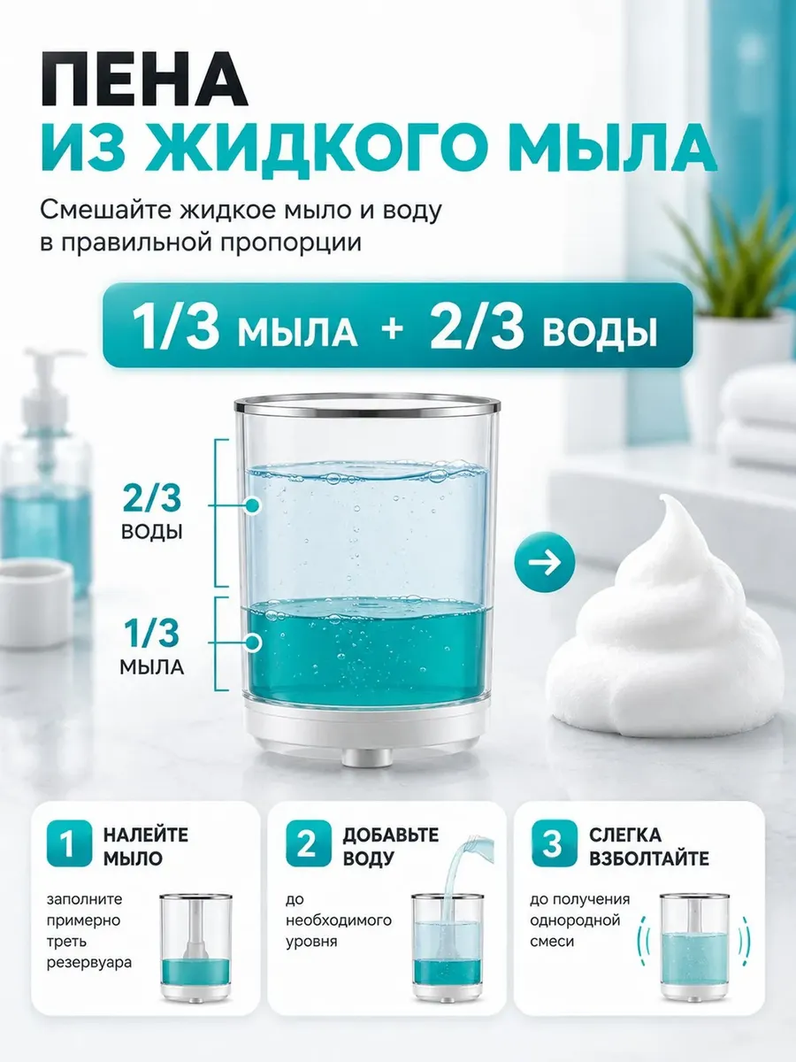 Дозатор для жидкого мыла сенсорный диспенсер — фото 3