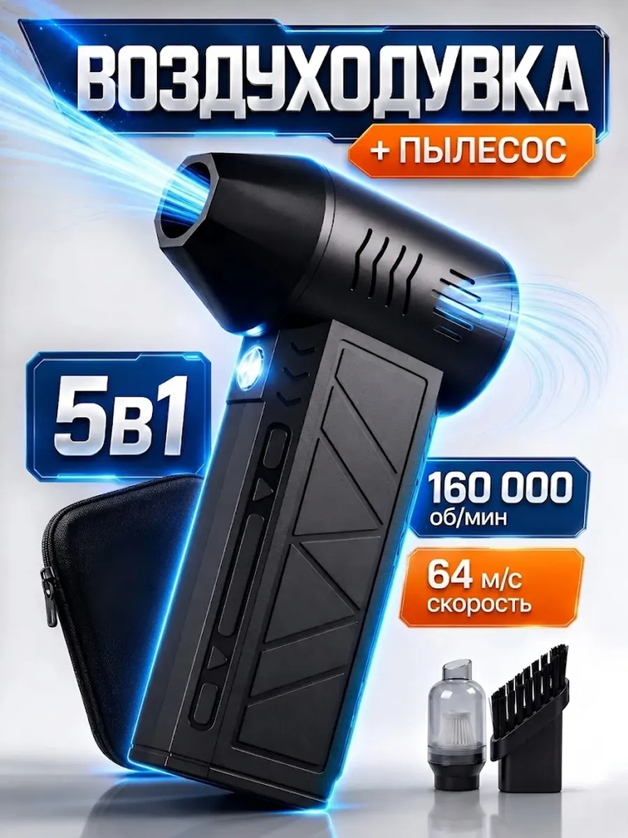 Воздуходувка аккумуляторная портативная ветродуйка — фото 1