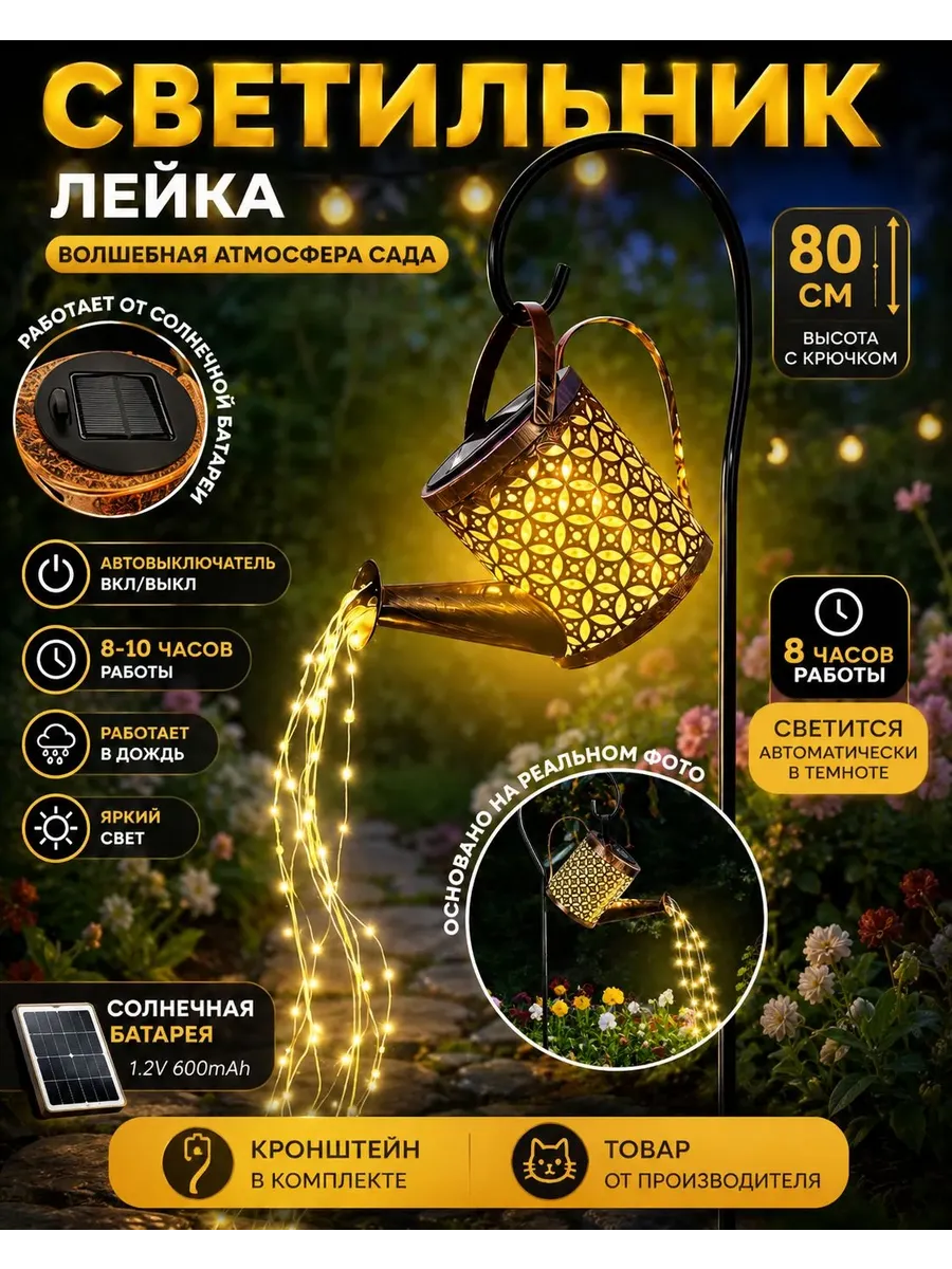 Светильник уличный Лейка на солнечной батарее — фото 1