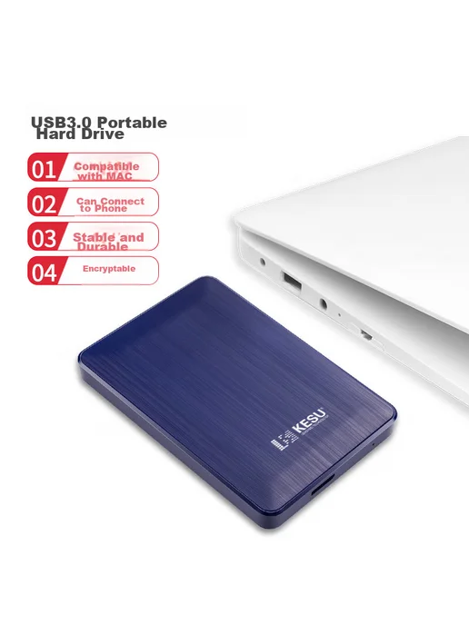 Нет бренда KESU 500 ГБ портативный шифруемый жесткий диск с USB3.0 2.5, 500 ГБ, фото 2