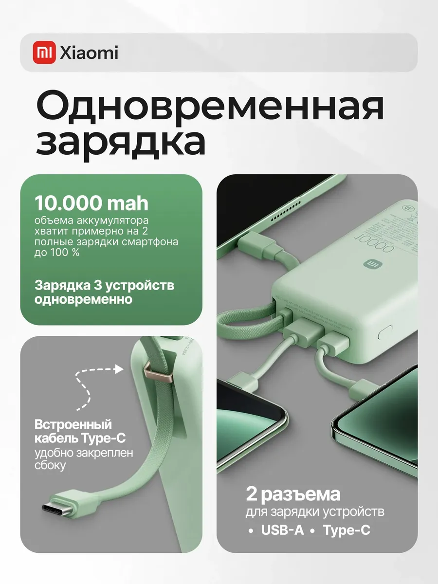 Внешний аккумулятор Повербанк Power bank 10000 мАч — фото 3