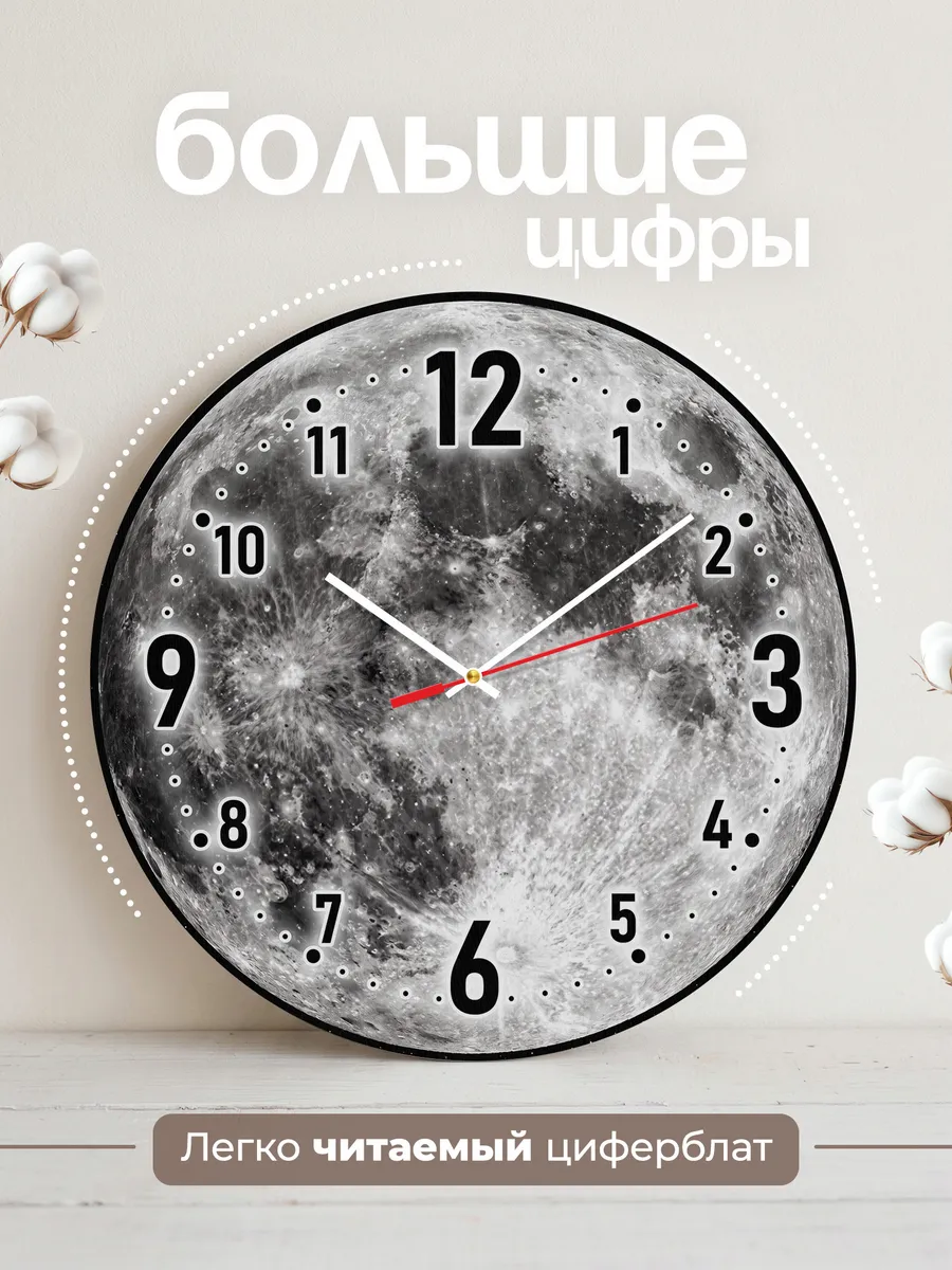 Часы настенные "Полнолуние" чёрно-белые — фото 4