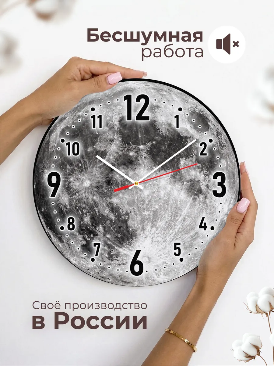 Часы настенные "Полнолуние" чёрно-белые — фото 8