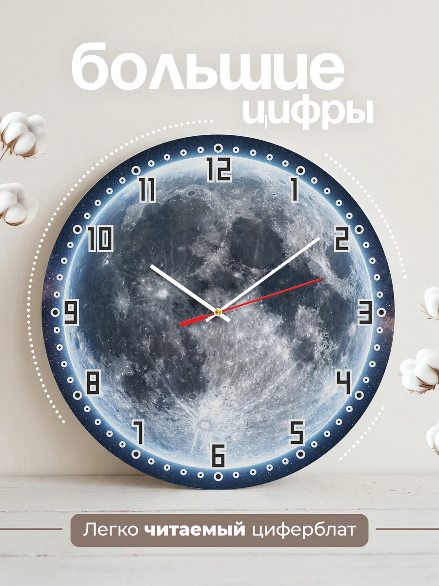 Часы настенные "Луна в космосе" бесшумные — фото 4