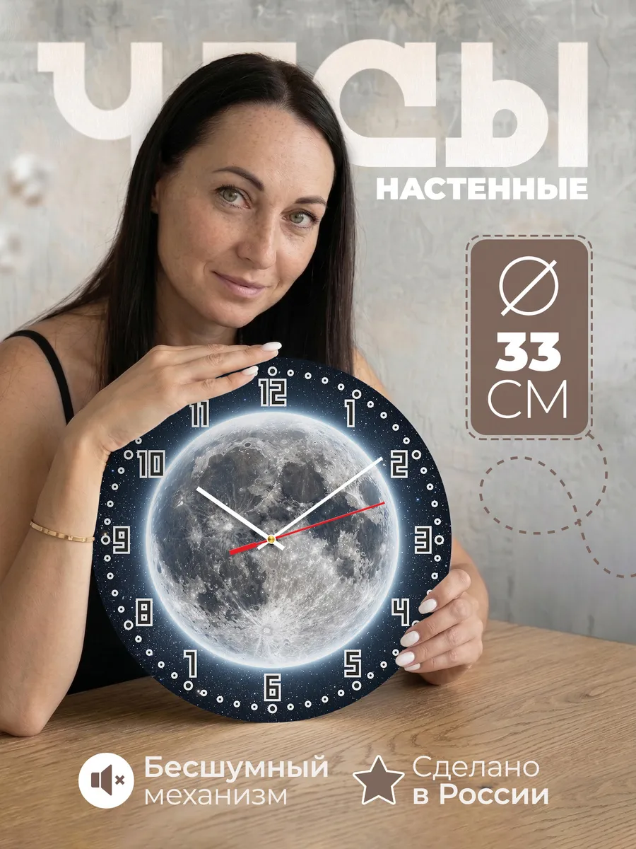 Часы настенные "Полная луна" в космосе