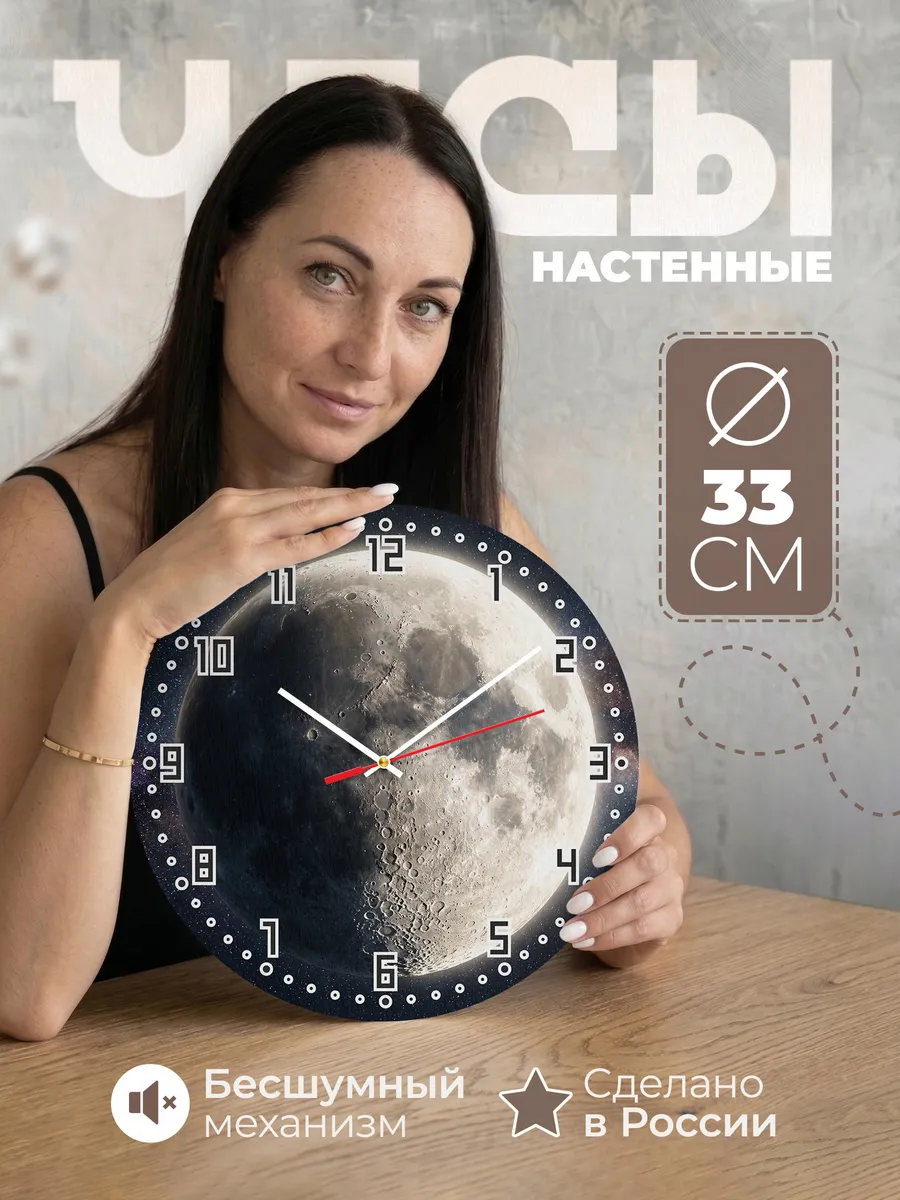Часы настенные "Луна в тени" космос бесшумные