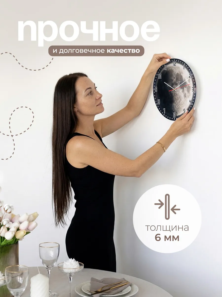 Часы настенные "Луна в тени" космос бесшумные — фото 7