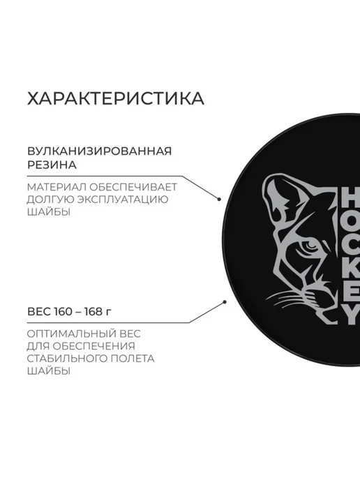 WINTER STAR Хоккейная шайба взрослая d 7.6 см для игр, черный, фото 2