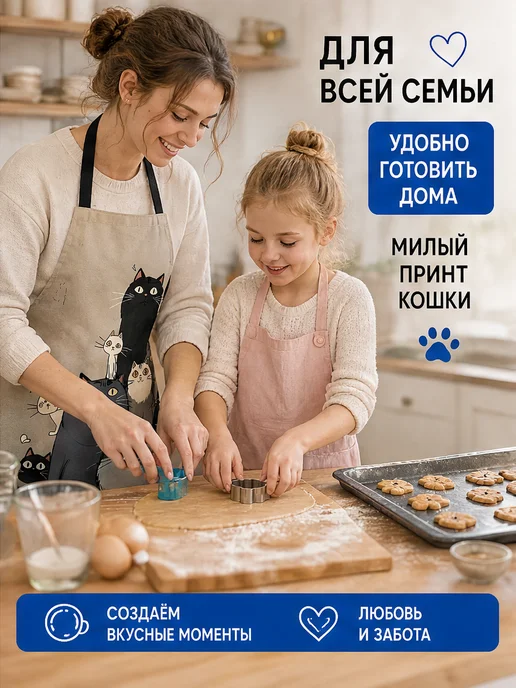 Фартук с рисунком нескольких кошек 60x80 см, водонепроницаем…, 60x80 см, фото 7