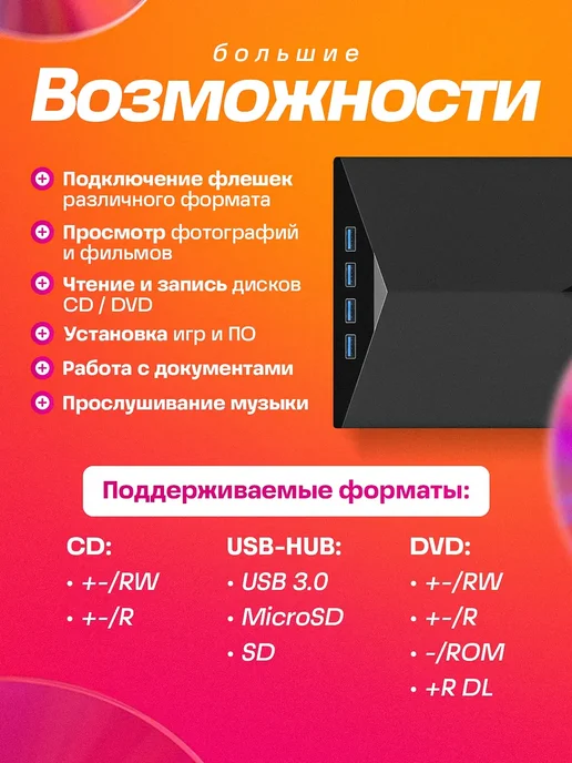 OrGProf Внешний дисковод для ноутбука и компьютера, вариант, фото 3