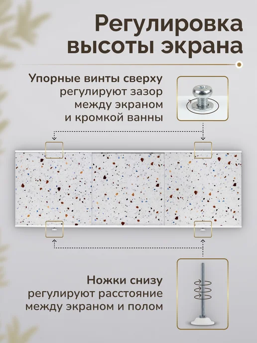 Comfort Alumin Group Экран под ванну раздвижной 150 см Конфетти, белый, фото 2