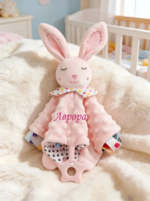 Игрушка комфортер с именем Аврора, розовый, фото 2
