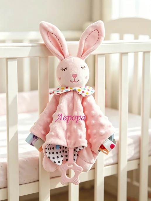 Игрушка комфортер с именем Аврора, розовый, фото 3