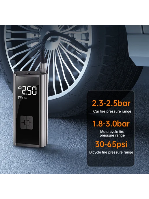 Маленький насос 150PSI для авто, USB зарядка, вариант, фото 4