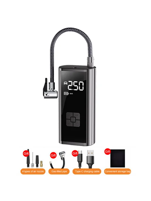 Маленький насос 150PSI для авто, USB зарядка, вариант, фото 7