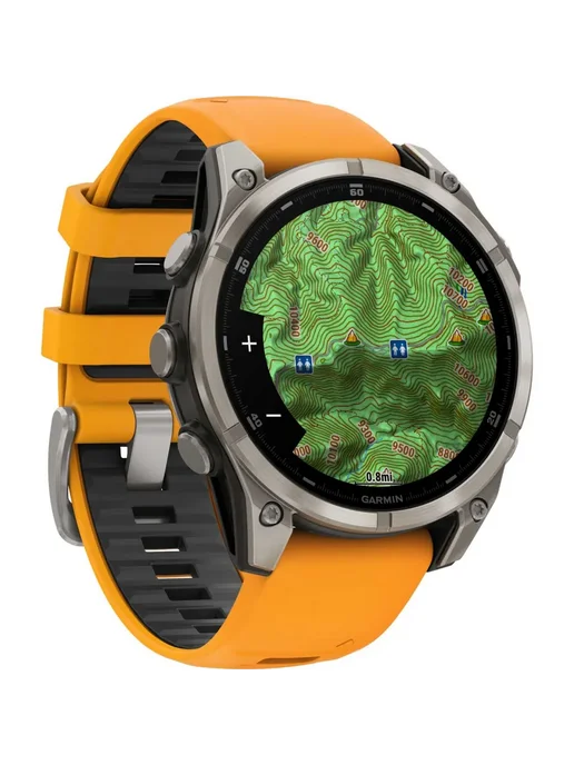 Garmin Часы Fenix 8 - 47 мм Amoled Titanium с оранжевым браслетом, оранжевый, фото 3