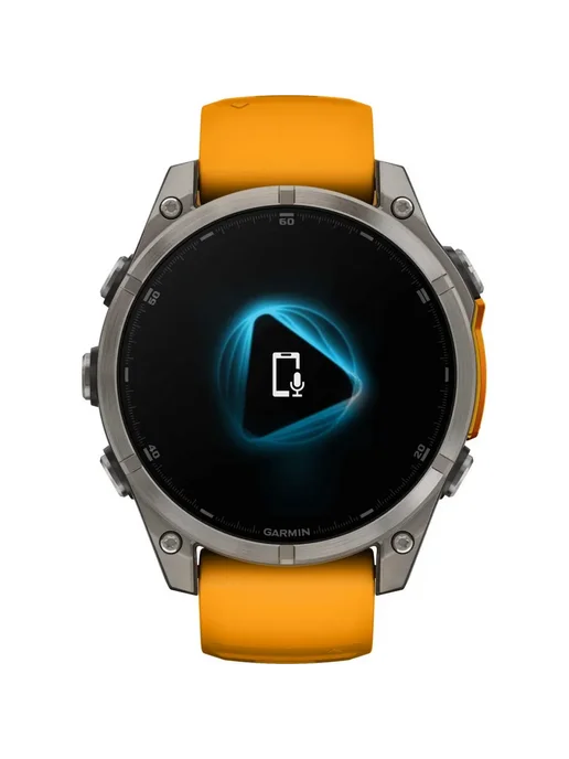 Garmin Часы Fenix 8 - 47 мм Amoled Titanium с оранжевым браслетом, оранжевый, фото 4