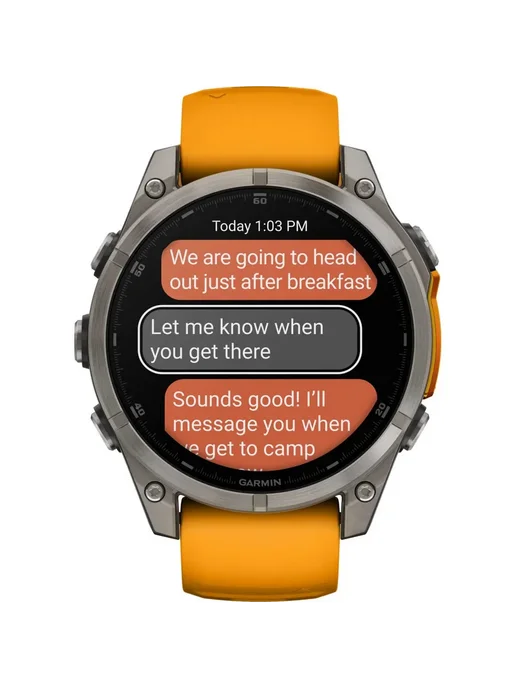 Garmin Часы Fenix 8 - 47 мм Amoled Titanium с оранжевым браслетом, оранжевый, фото 6