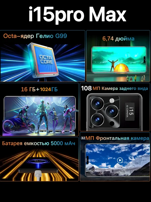 Смартфон VOVE I15 Pro Max 16/1024 ГБ, черный, фото 5