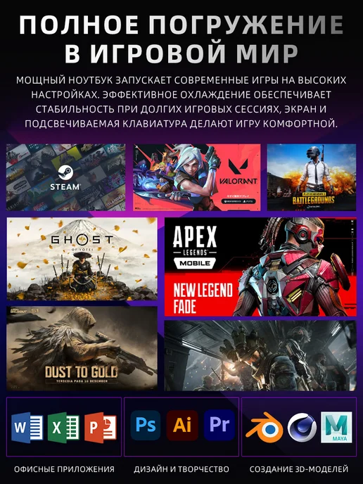 Игровой ноутбук для работы и игр,Intel Ultra 5, 32 2TБ,16.2", вариант, фото 3