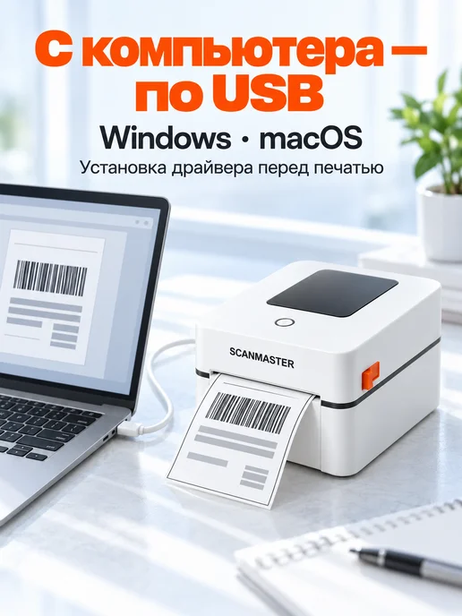 SCANMASTER Термопринтер для печати этикеток Bluetooth, Wi-Fi, голубой, фото 8