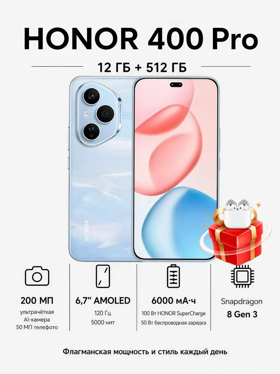 смартфон 400 Pro 12 512 ГБ Синий Глобальная версия HONOR 1433225688 купить в интернет‑магазине Wildberries