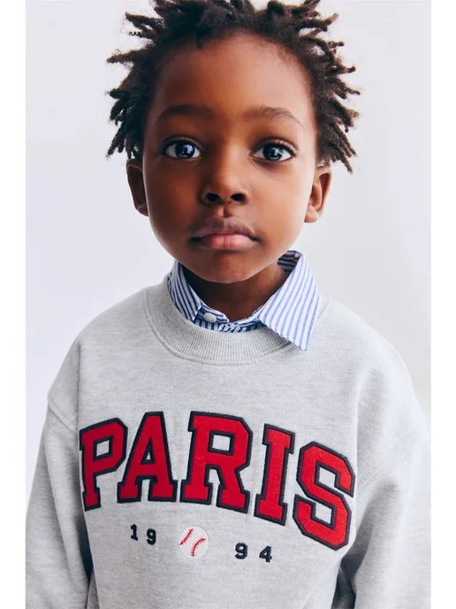 h&M kids Толстовка с принтом надписью H&M, серый, фото 2