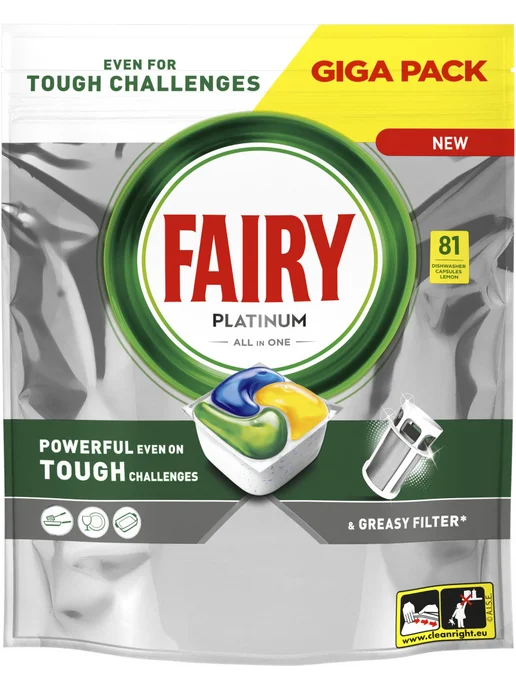 Fairy Таблетки для посудомоечных машин Platinum Lemon, 81 шт, 81 шт, фото 2