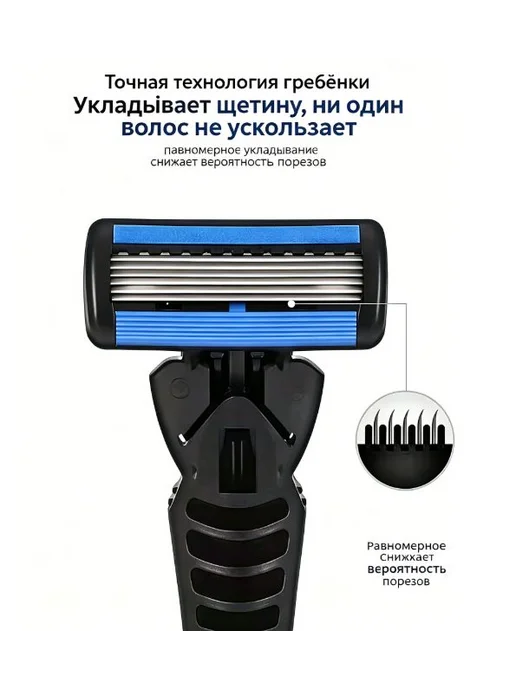 Мужской бритвенный набор станок 6 лезвий + 12 кассет + крем, вариант, фото 4
