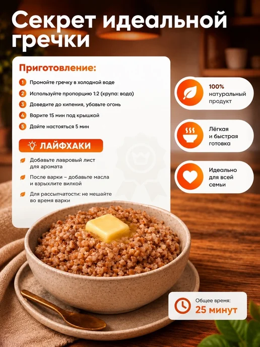 Гречка ядрица 1 кг, 1 кг, фото 2