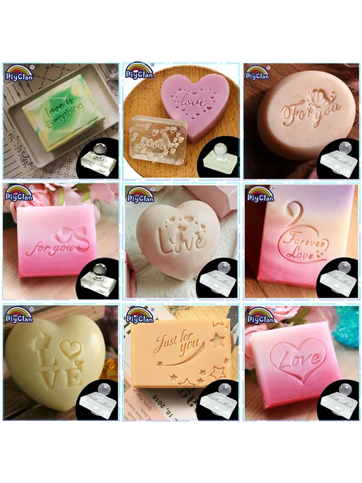 Нет бренда Штамп для мыла акриловый, Love is Everything, сердце с узором, фото 2
