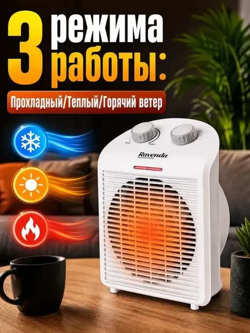 Обогреватель тепловентилятор, белый, фото 2