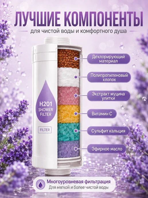 PlaceForLife Фильтр для душа витаминный с ароматом лаванды, вариант, фото 2