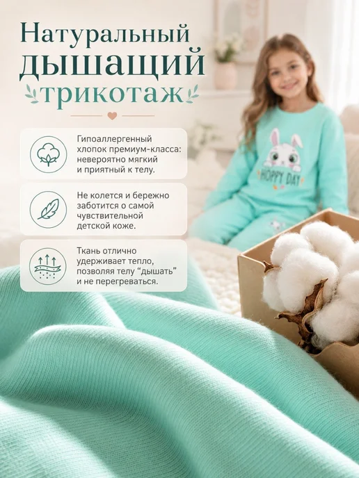 Amour kids Спортивный костюм для девочки трикотажный худи джоггеры, голубой, фото 2