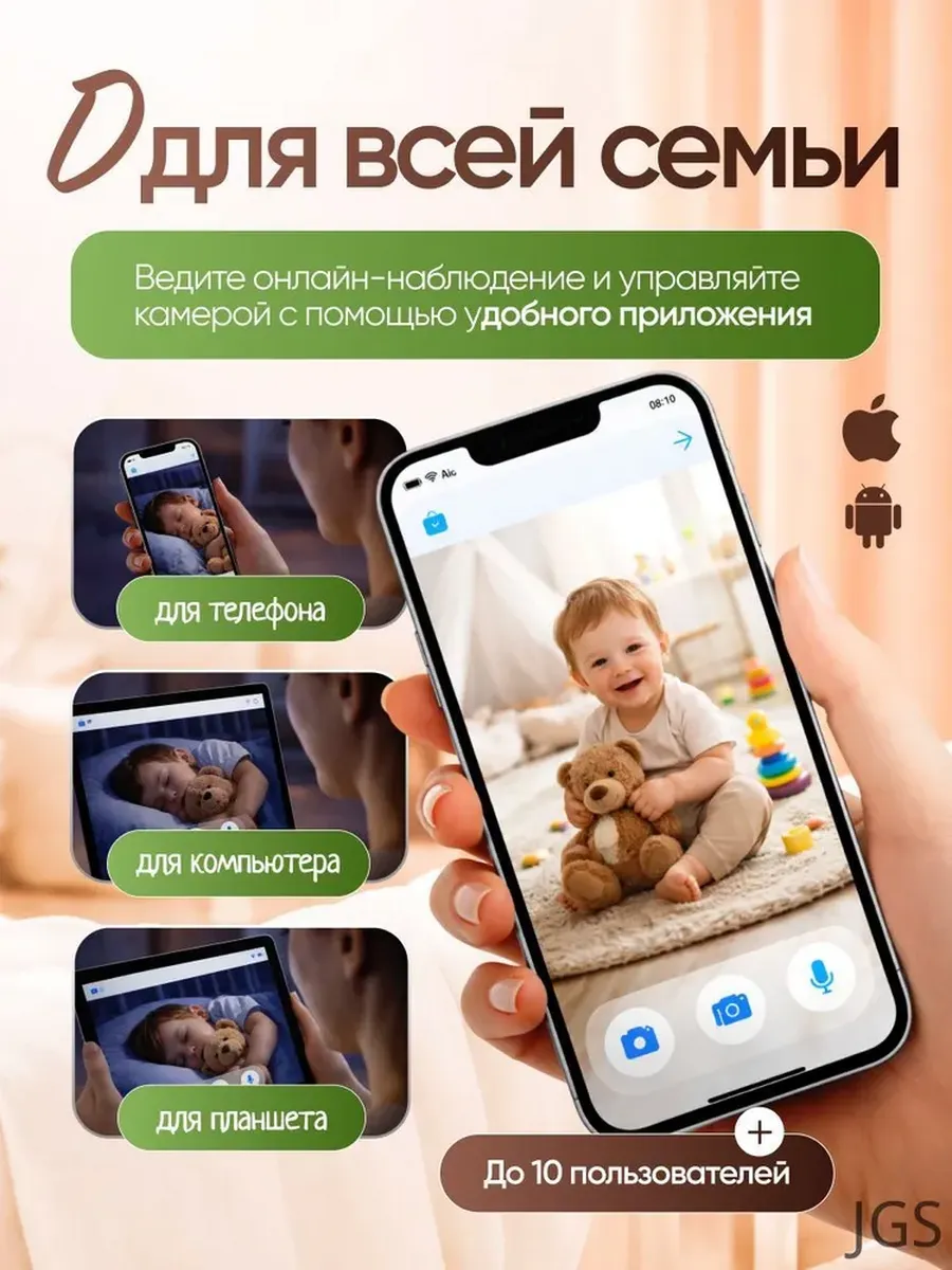 Видеоняня беспроводная камера видеонаблюдения WiFi IP 360 — фото 5