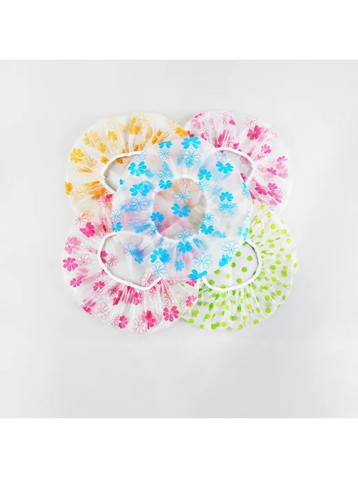 Толстая водонепроницаемая шапочка для душа - blue flower, синий, фото 5