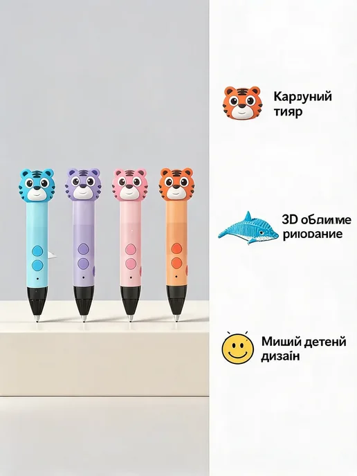Детская 3D ручка тигр, набор для творчества и рисования, вариант, фото 2