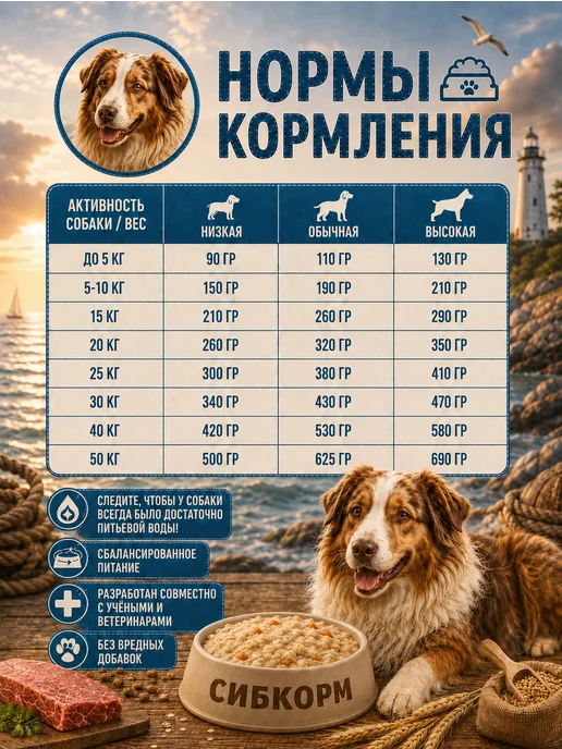 Сухой корм СибКорм Каша для собак, рыба, 20 кг, фото 3