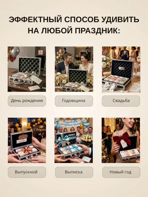Мини чемодан для денег 18*11*6 см, на день рождения, вариант, фото 8