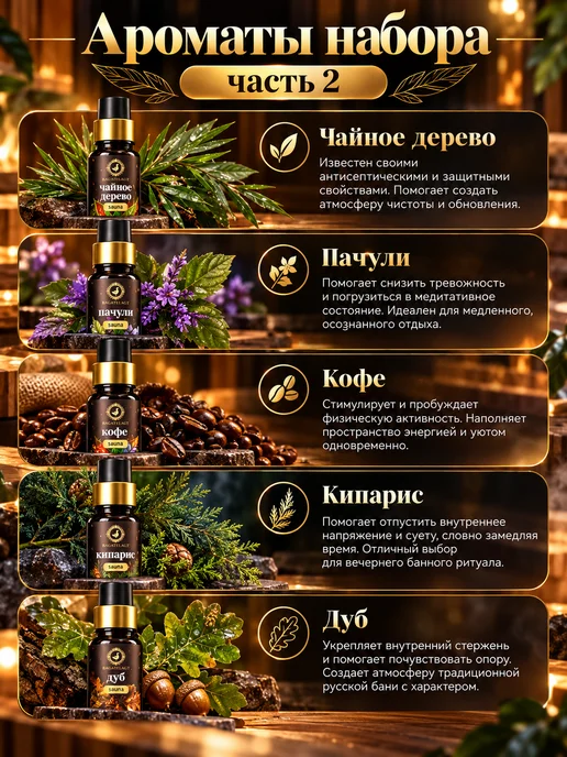 BAGATELAGT Набор эфирных масел для бани и сауны, 10 ароматов по 15 мл, 15 мл, фото 3