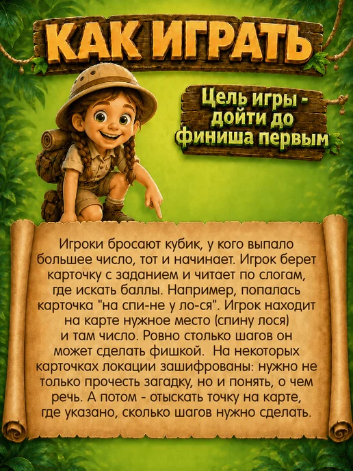 ДЕСЯТОЕ КОРОЛЕВСТВО Игра настольная "Кругосветное Сафари" Квест по чтению, желтый, фото 2